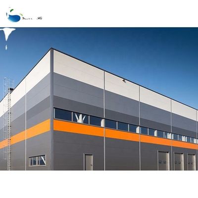 Ưu tiên Kinh tế Không gian lớn khung kim loại kho công nghiệp Prefab Thép cấu trúc Tòa nhà với cửa sổ hợp kim nhôm