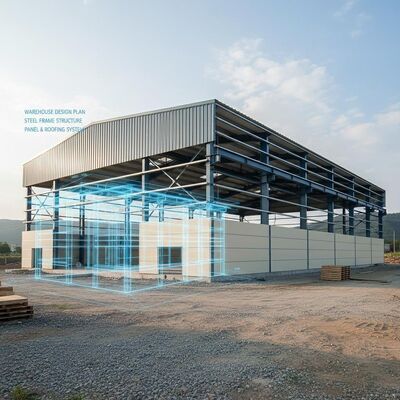 Nhà kho kết cấu thép cấp chống động đất 8 với xử lý bề mặt mạ kẽm và tải trọng gió 0,35 kN/m²