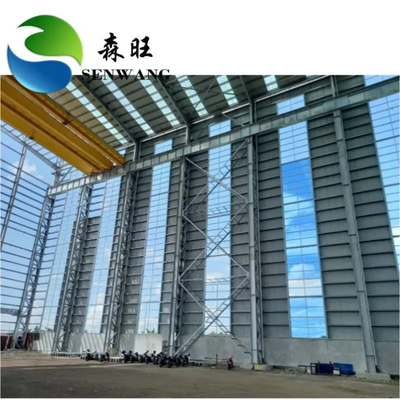 Cửa hàng khung thép kiểu công nghiệp sử dụng thanh thép tròn được thiết kế để hỗ trợ và lưu trữ công nghiệp